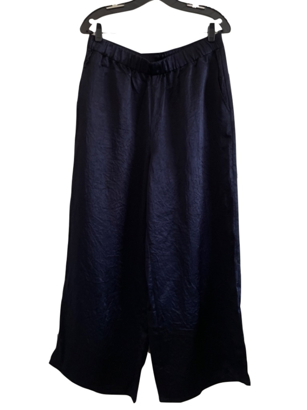 Eileen Fisher Navy Wide-Leg Silk-Blend Pants - Picture 4 of 11